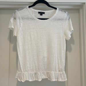 J. Crew white t-shirt with ruffle detail